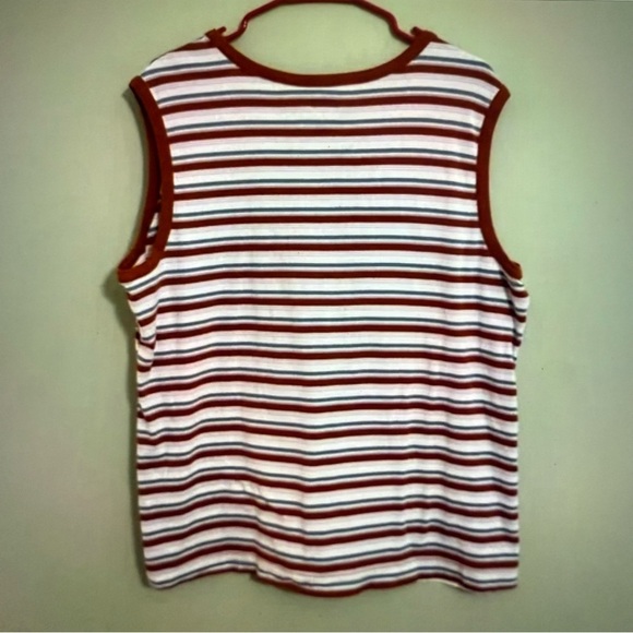 Duluth Trading Co Brown and White Striped Sleeveless Tank top - Picture 3 of 3
